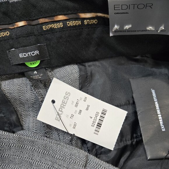 Express NWT Editor Wool Blend Gray Flare Leg Low Rise Pants Capsule Neutral - Picture 8 of 10